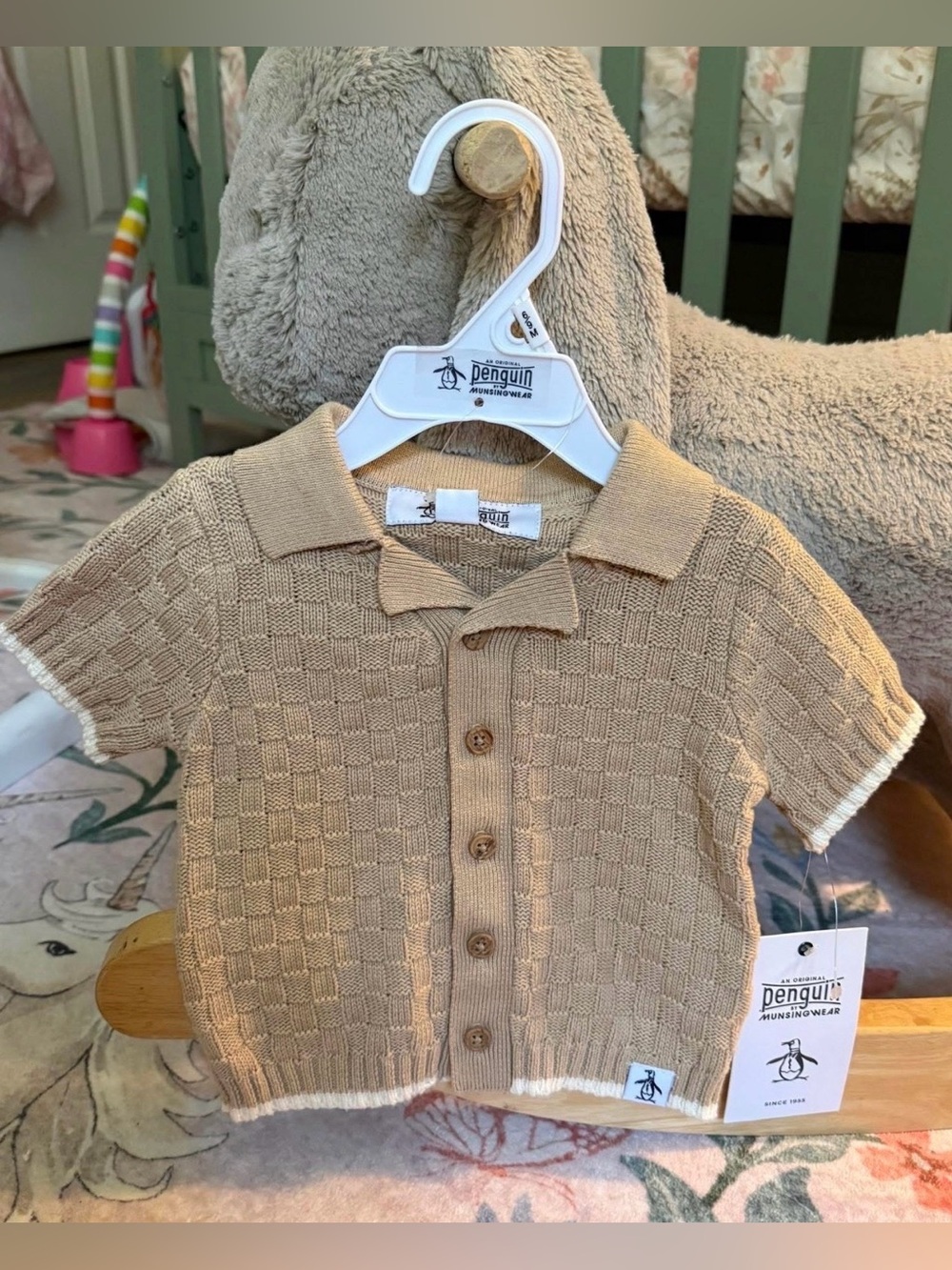 Original Penguin Beige Short-Sleeve Knit Button-Front Polo for Kids